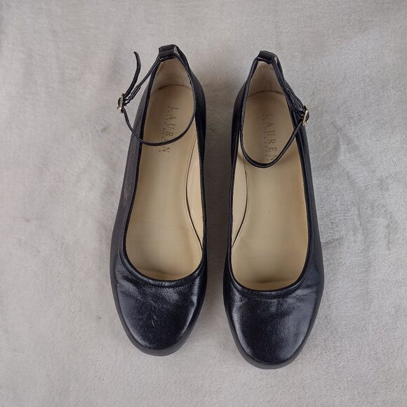 Lauren Ralph Lauren Black Ankle Strap Flats - Picture 2 of 5